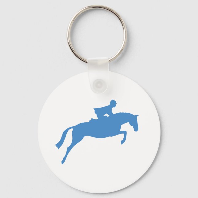 Jumper Horse Silhouette (blue) Key Ring (Front)