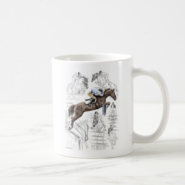 Jumper Horses Fences Montage Coffee Mug (Right)