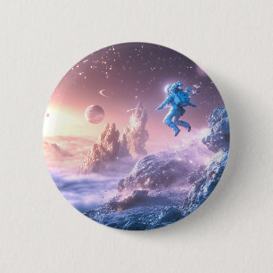 Jumping Astronaut 6 Cm Round Badge