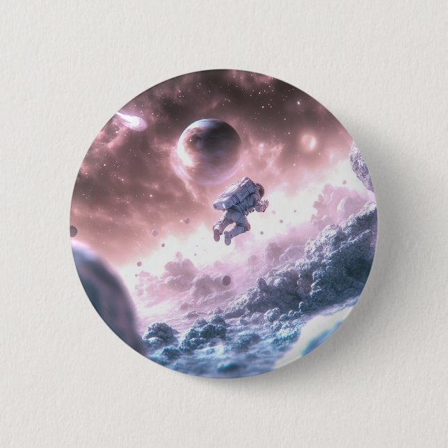 Jumping Astronaut 6 Cm Round Badge (Front)