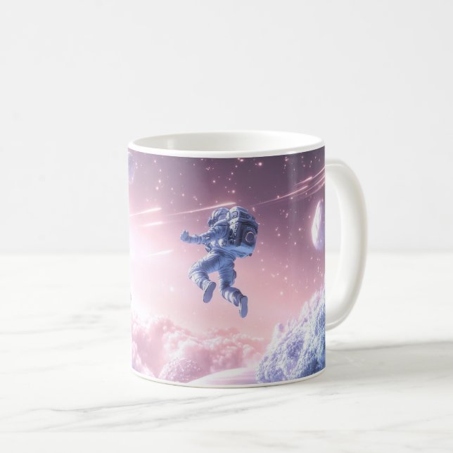 Jumping Astronaut Coffee Mug (Front Right)