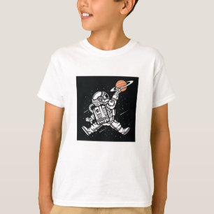 Jumping Astronaut Holding Planet Tee