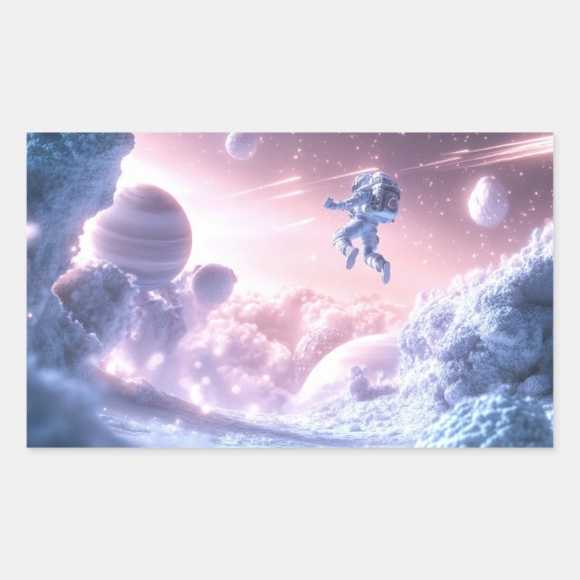 Jumping Astronaut Rectangular Sticker (Front)