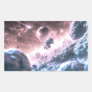 Jumping Astronaut Rectangular Sticker
