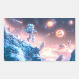 Jumping Astronaut Rectangular Sticker