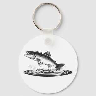 jumping atlantic salmon fish key ring