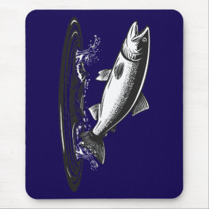 jumping atlantic salmon fish mouse pad