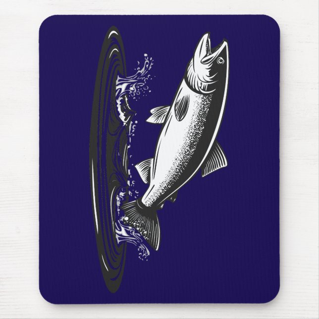jumping atlantic salmon fish mouse pad (Front)
