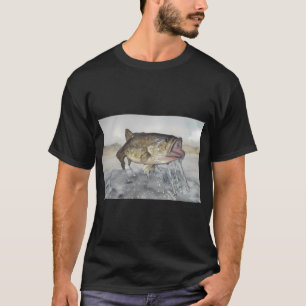 Jumping Bass Fish – Original Watercolor Art Prin T-Shirt