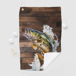 Jumping Bass Gone Fishing Golf Towel