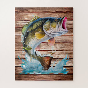 Jumping Bass Gone Fishing Jigsaw Puzzle