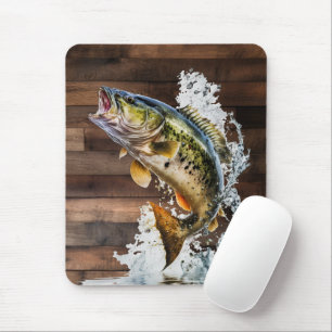 Jumping Bass Gone Fishing Mouse Pad