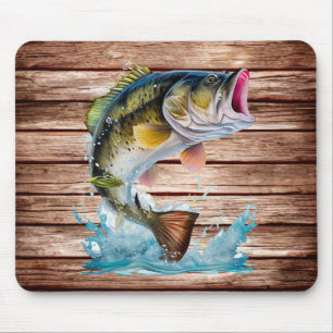Jumping Bass Gone Fishing Mouse Pad