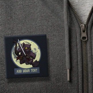 Jumping Black Cat Ninja Alternative Animal Artwork 15 Cm Square Badge