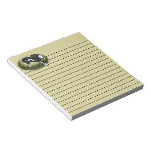 Jumping Black White Overo Paint Horse Art Notepad