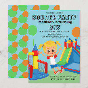 Jumping Bouncing Party Bounce House Birthday Invitation