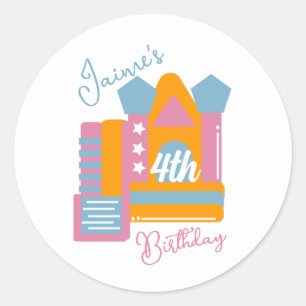 Jumping Bouncy Rental Party House Birthday Classic Round Sticker