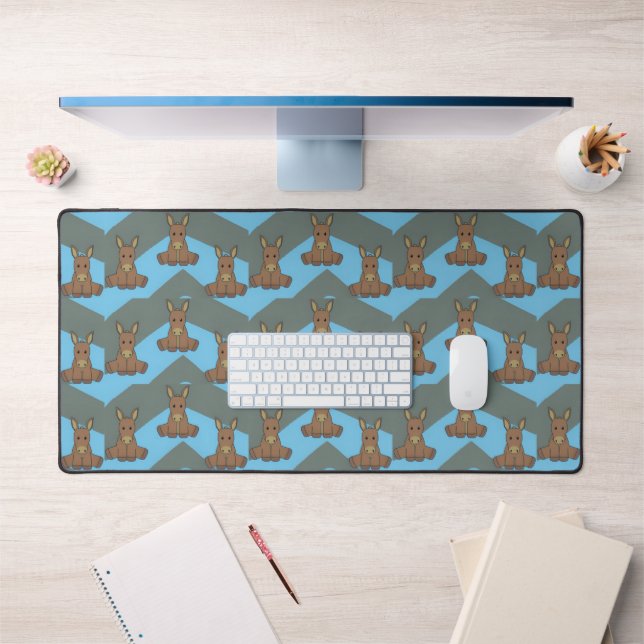 Jumping brown donkeys pattern desk mat (Office 1)