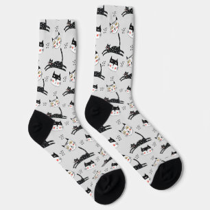 Jumping Cartoon Cats and Faces Socks