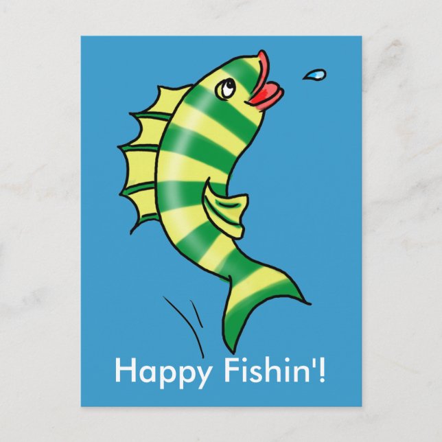 Jumping Cartoon Fish Postcard (Front)