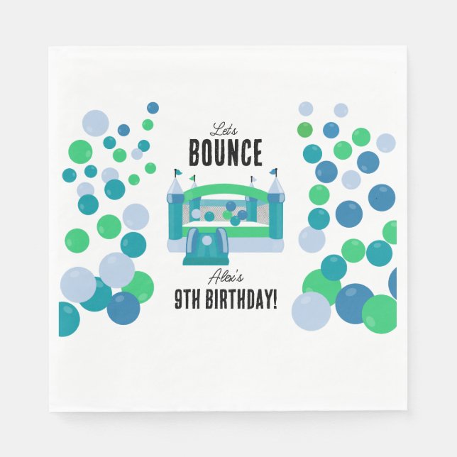 Jumping Castle Bouncy Boys Birthday Party Napkin (Front)