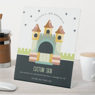 Jumping Castle Jump & Play Birthday Custom Party Pedestal Sign