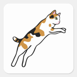 Jumping cat square sticker