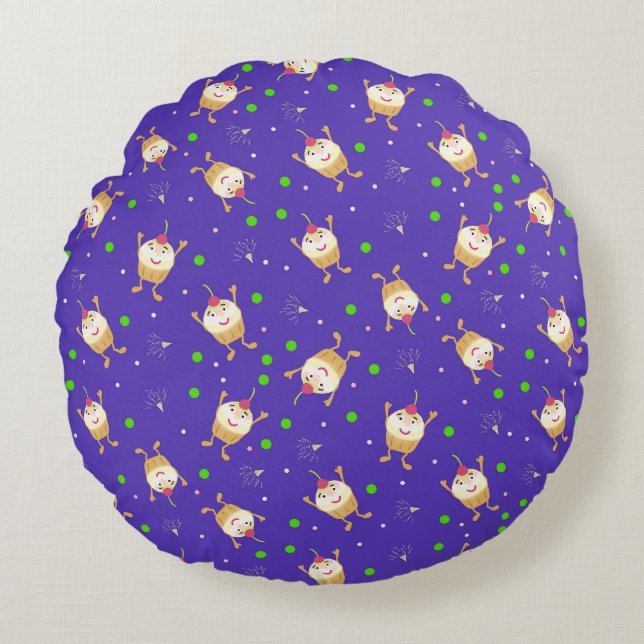 Jumping cupcakes  round cushion (Front)