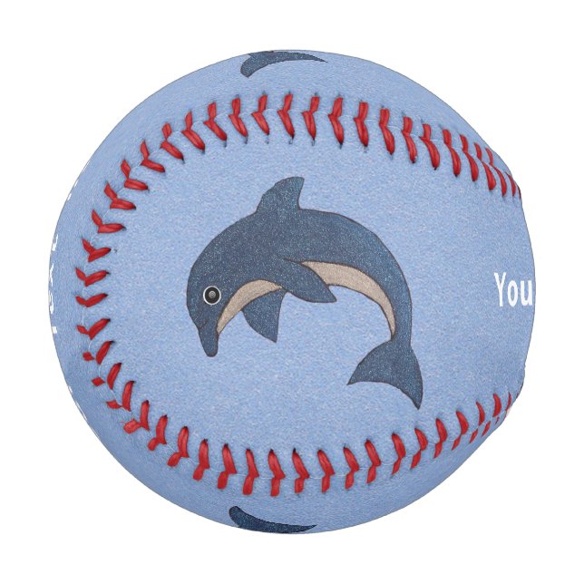 Jumping Dark Blue White Dolphins With Swirl Eyes Baseball (Front Left)