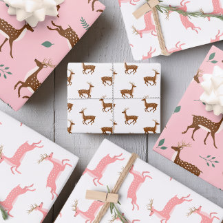 Jumping Deer and leaves Wrapping Paper Sheet