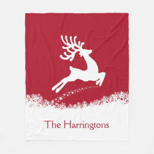 Jumping Deer custom name fleece blankets