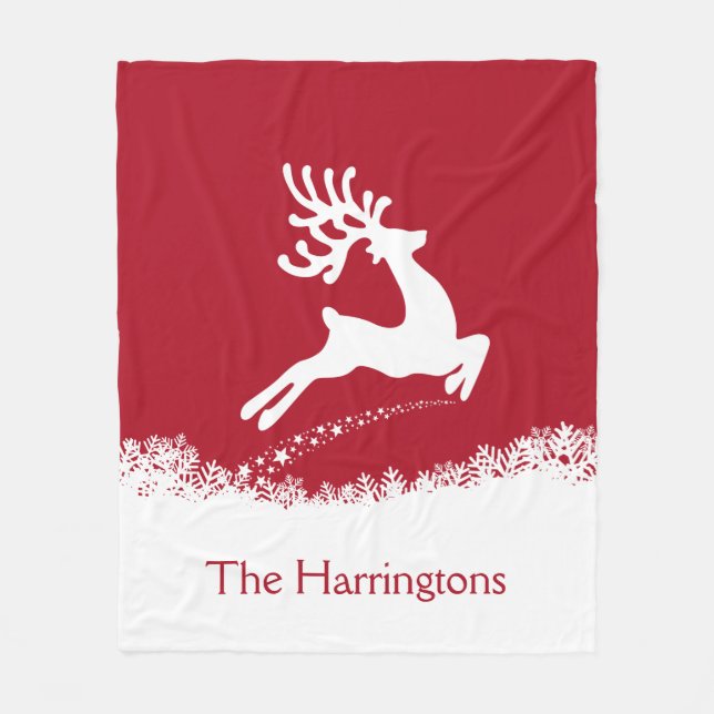 Jumping Deer custom name fleece blankets (Front)