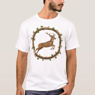 Jumping Deer Vine Circle T-Shirt