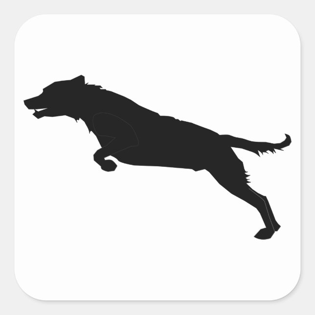 Jumping Dog Silhouette Square Sticker (Front)