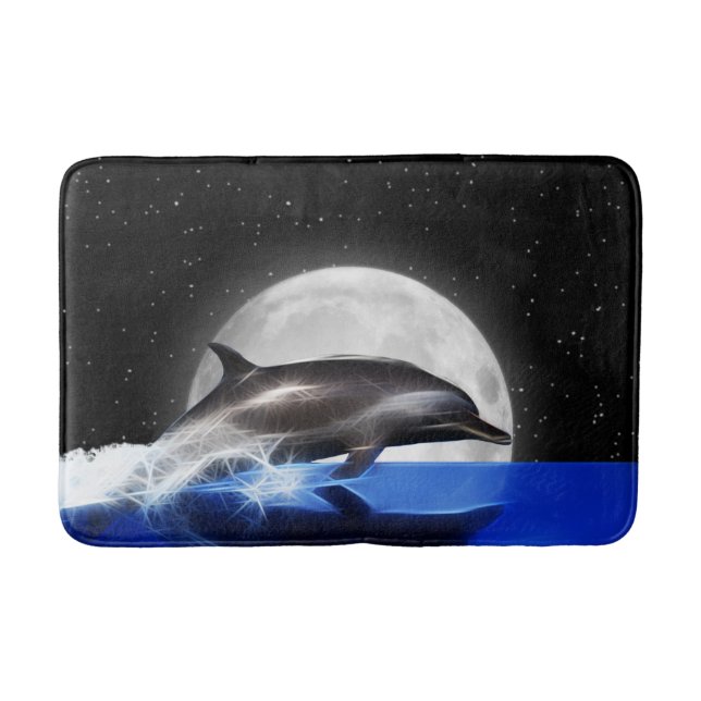 Jumping Dolphin and Moon Bath Mat (Front)