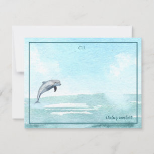 Jumping Dolphin Custom Personalised Monogram Card