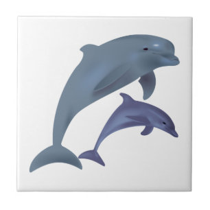 Jumping dolphins illustration ceramic tile