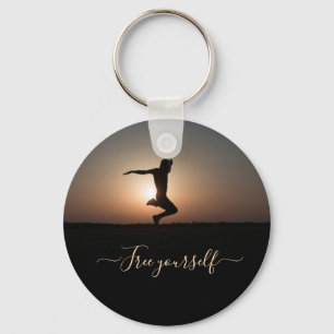 Jumping during twilight hour keychain