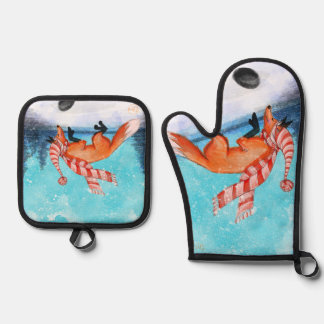 Jumping Fox Oven Mitt and Pot Holders Oven Mitt & Pot Holder Set