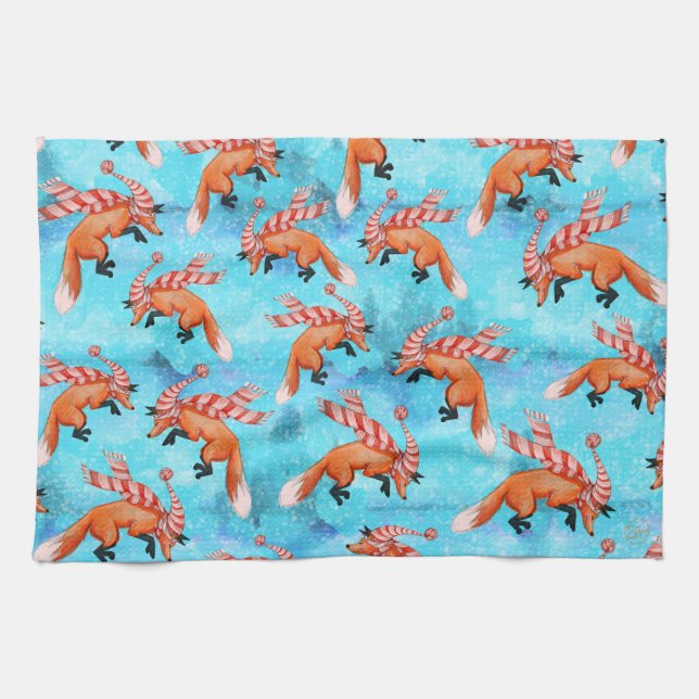 Jumping Fox Tea Towel (Horizontal)