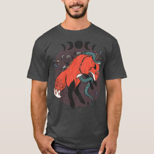 Jumping Fox With Snake And Gemstones  T-Shirt