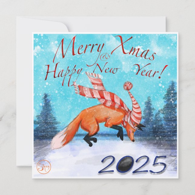 Jumping Fox Xmas Card (Front)