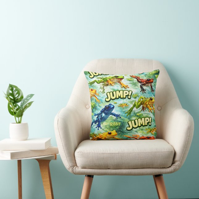 Jumping frogs jump rivet fun pattern cushion (Chair)