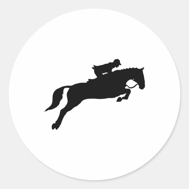 Jumping Galloping Running Horse  Classic Round Sticker (Front)