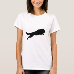Jumping German Shepherd Silhouette Love Dogs T-Shirt