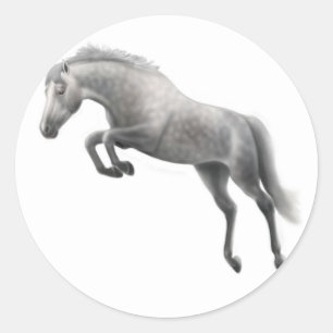 Jumping Grey Horse Sticker