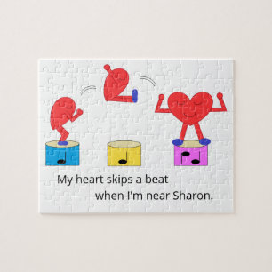 Jumping Heart in Love:  White Jigsaw Puzzle