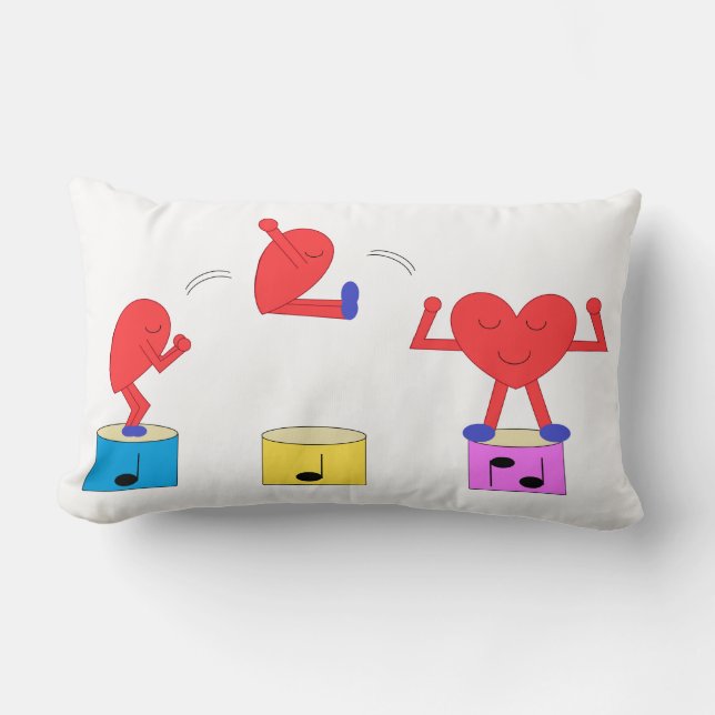 Jumping Heart in Love:  White Lumbar Cushion (Front)