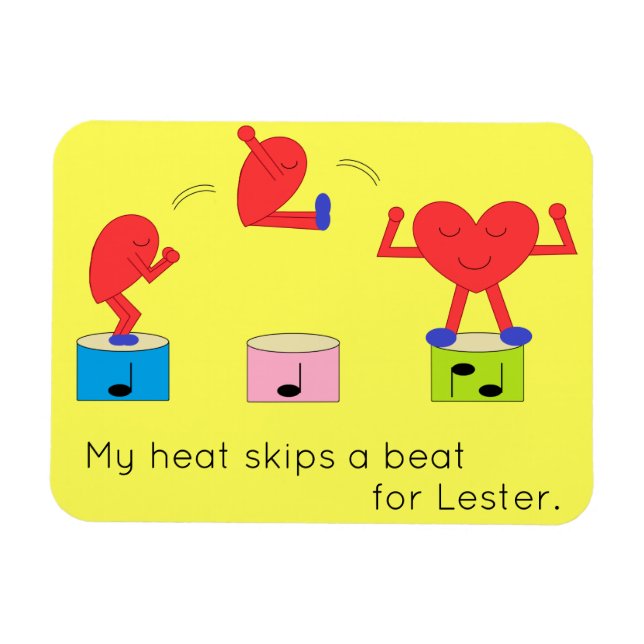 Jumping Heart in Love:  Yellow Magnet (Horizontal)