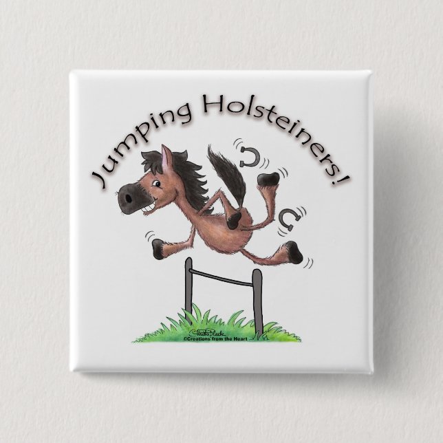 Jumping Holsteiners! 15 Cm Square Badge (Front)